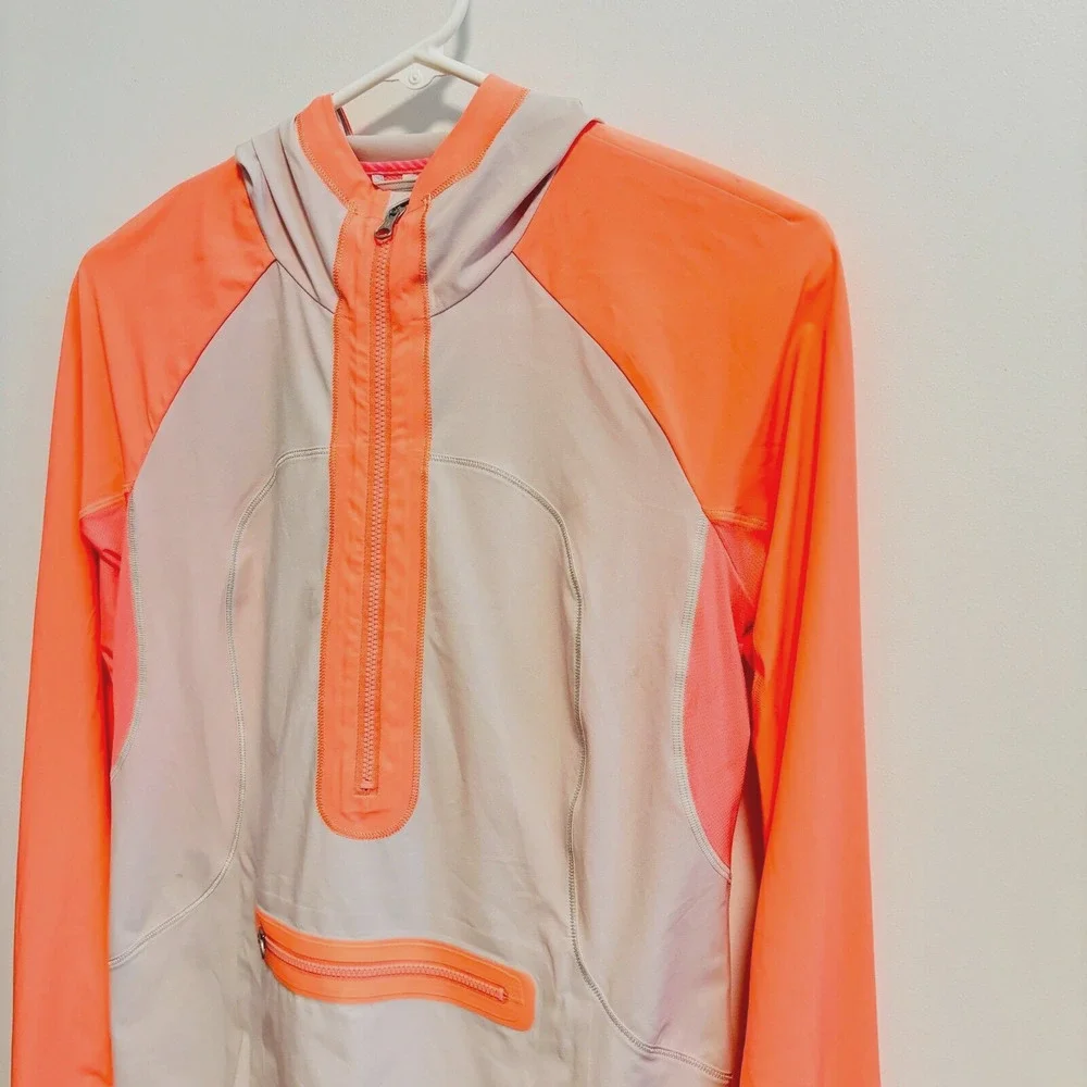 lululemon athletica Coral/Light Beige Lightweight Hooded Pullover